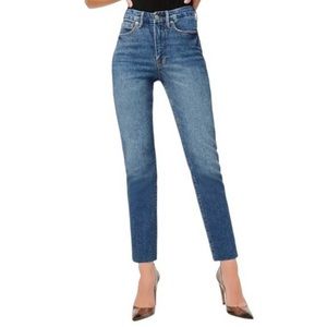 Good American Good Classic Raw Hem Medium Wash Women's 0-12